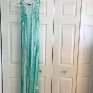 Blue/green Tie dye beach maxi racerback dress Medium